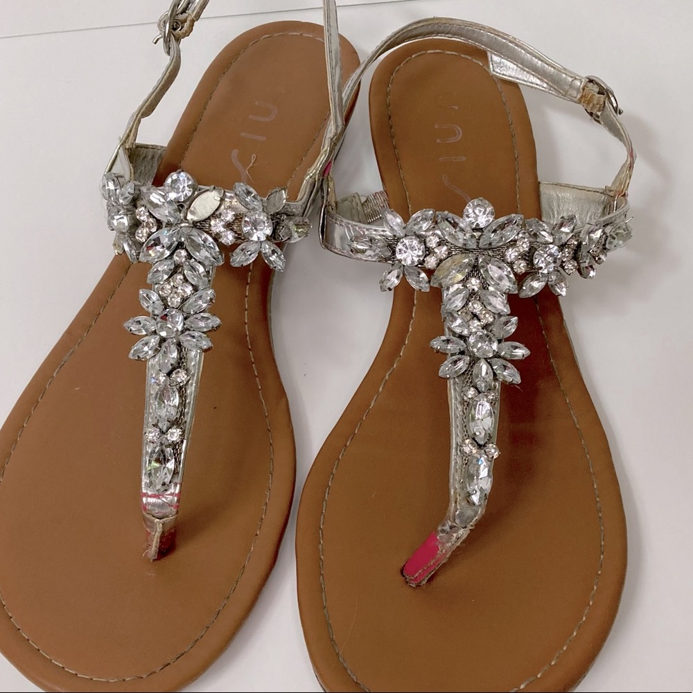 Crystal Jeweled Silver  Sandals sz 7.5M